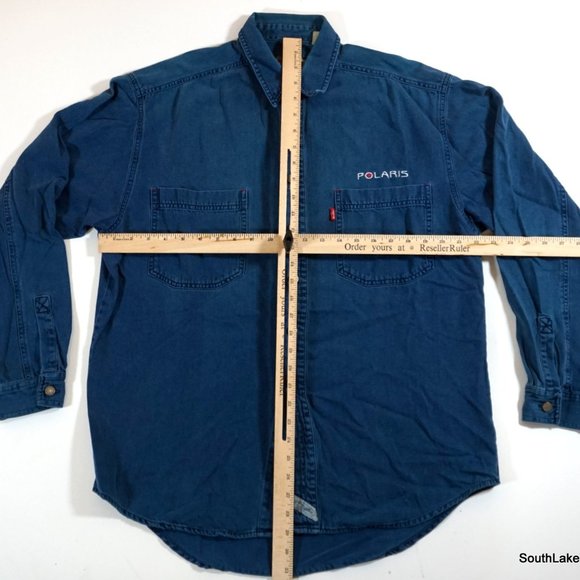 Vintage Levi's Polaris Snowmobiles Logo Denim L/S Sz Men's Medium - Picture 5 of 8